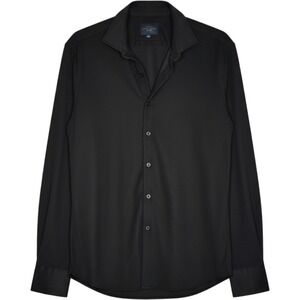 Marc Asher New York Mens Black Long Sleeve Button Down Shirt Size L Textured